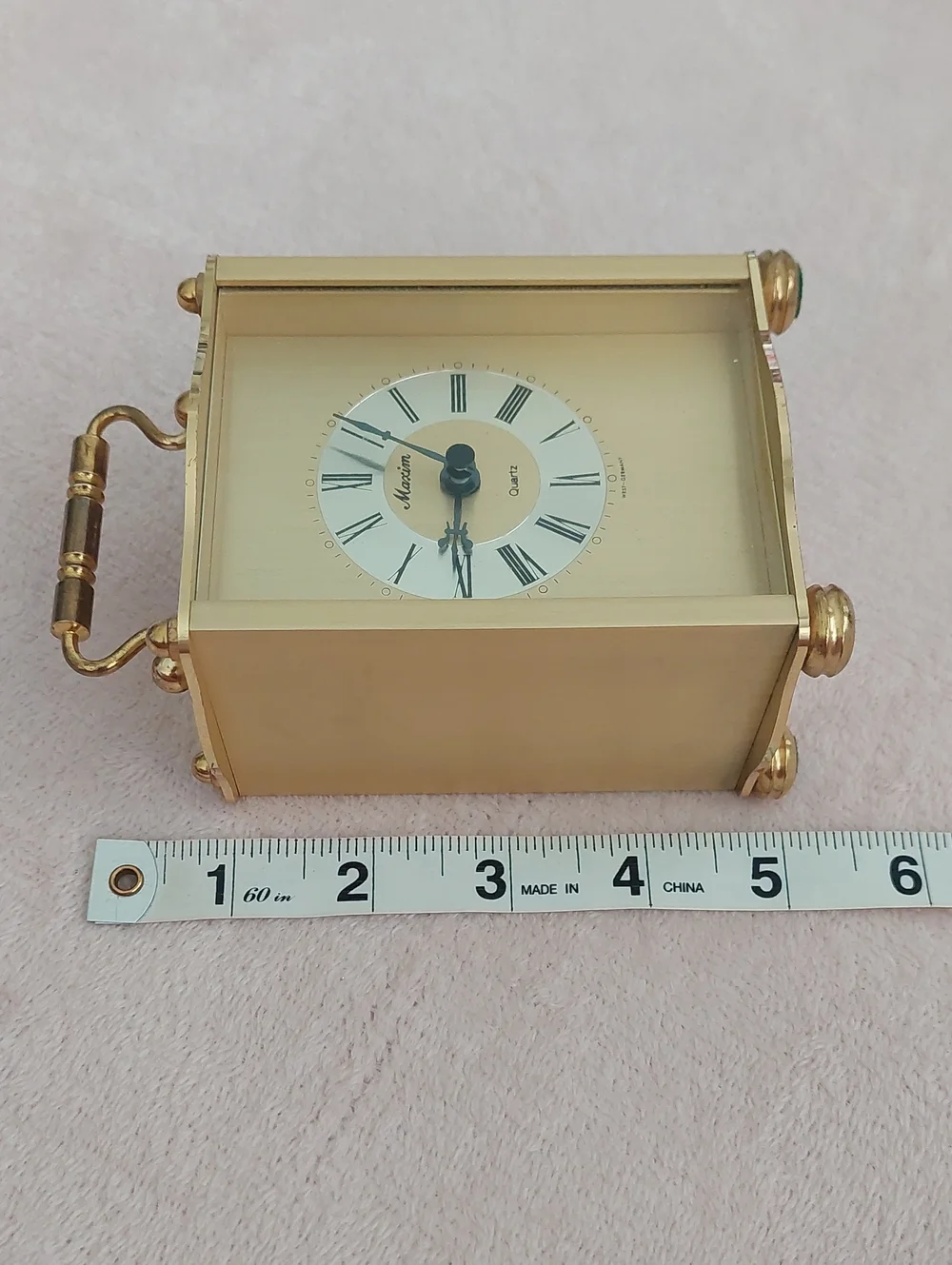 MAXIM Gold Carriage-Style Mantel Clock